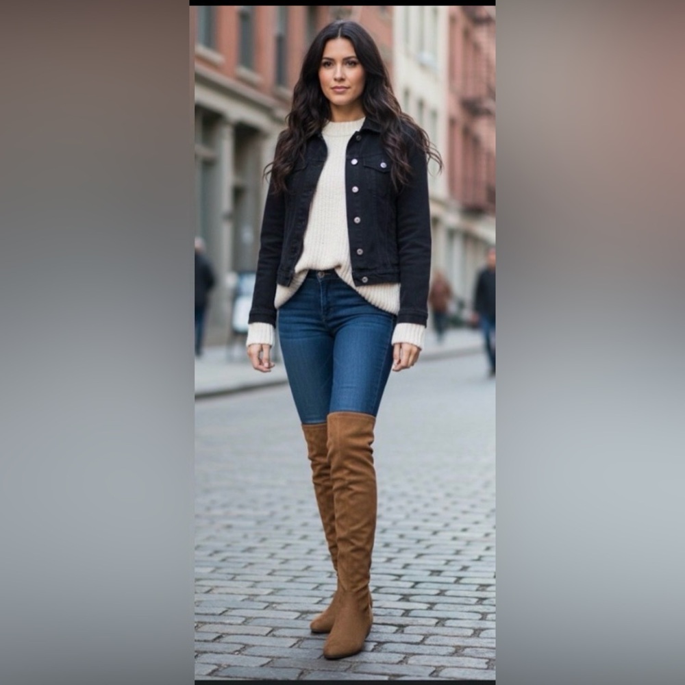 NWB!! Shoe Dazzle Over the Knee Boots in Camel Faux Suede Size 7.5 - Picture 11 of 11